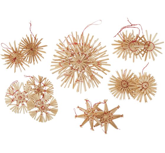 Étoiles en paille « Assortiment II » ,6-12 cm, 14 pc.