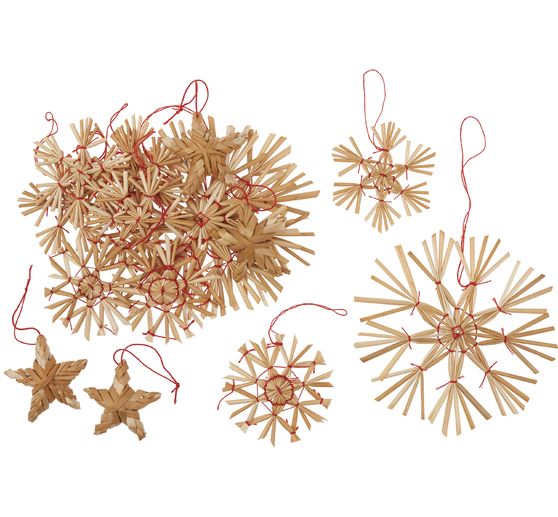 Straw stars "Sortiment I", 4-10 cm, 16 pieces