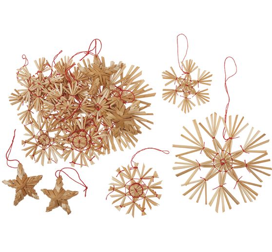 Étoiles en paille « Assortiment I », 4-10cm, 16 pc.