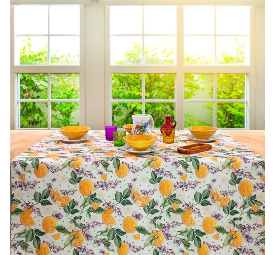 Motif fabric linen look "Lemons"