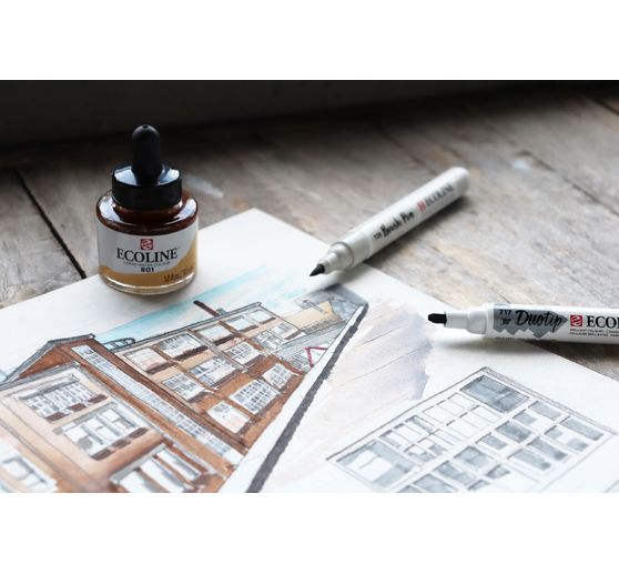 Feutres Duotip Talens Ecoline « Set Noir- Gris » 