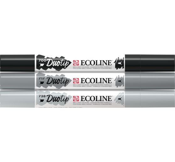 Feutres Duotip Talens Ecoline « Set Noir- Gris » 