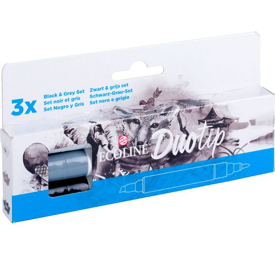 Feutres Duotip Talens Ecoline « Set Noir- Gris » 