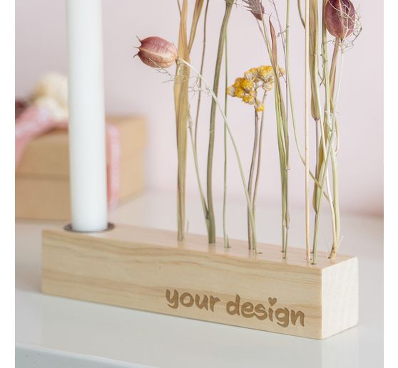 Calendrier avec fleurs séchées & support en bois