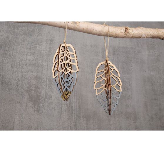 Décorations 3D en bois à suspendre « Pommes de pin », à emboîter