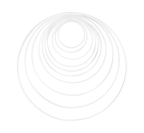 Anneaux en métal « Cercle », 10 - 40 cm, set de 10, Blanc