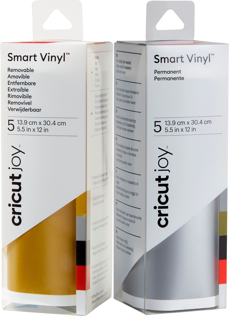 5 sheets of Cricut permanent vinyl gold, silver, red and white - 30.4 x  13.9 cm