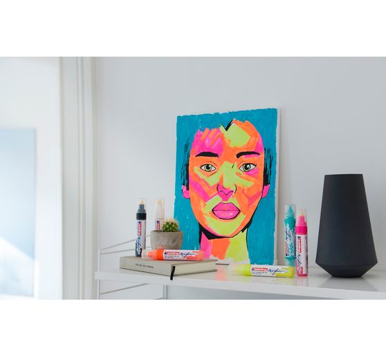 Marqueurs acrylique edding 5000 « Fluo », pointe large, set de 5