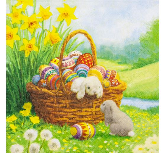Napkin "Bunny in Easter basket"