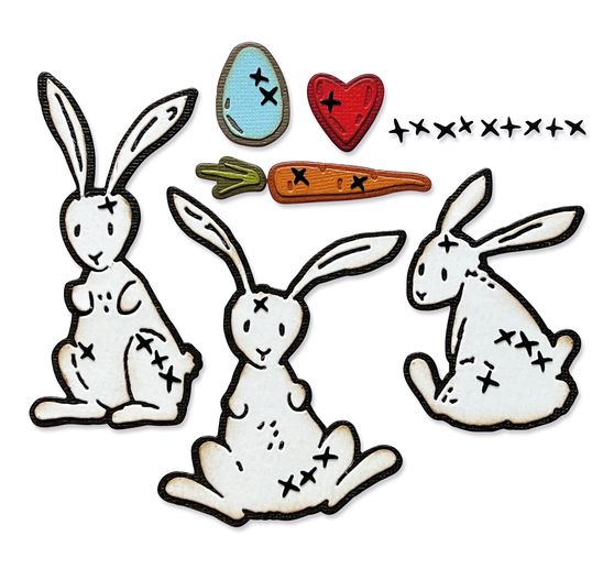 Gabarit d’estampe Sizzix Thinlits « Bunny Stitch by Tim Holtz »