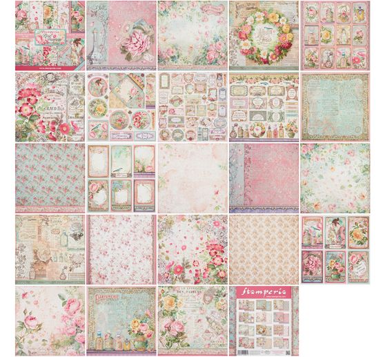 Bloc de papier scrapbooking « Rose Parfum »