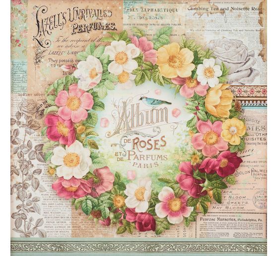 Bloc de papier scrapbooking « Rose Parfum »
