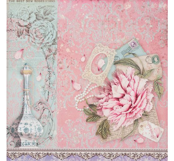 Bloc de papier scrapbooking « Rose Parfum »