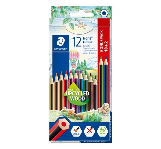 Crayons de couleur STAEDTLER Noris colour, set de 10 + 2 gratuits