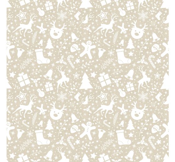 Motif fabric linen look "Xmas all over"
