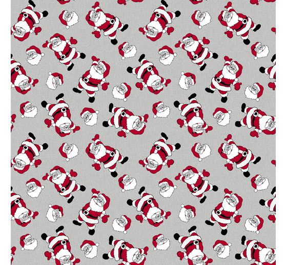 Tissu imprimé aspect lin au mètre « Santa »