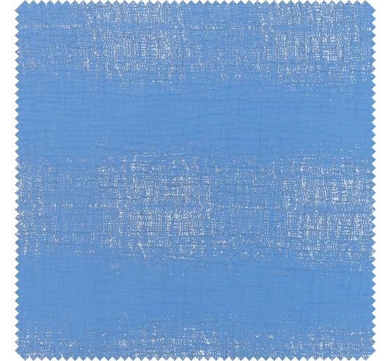 Tissu coton mousseline froissée imprimé argenté au mètre « Block Stripes – Azur »