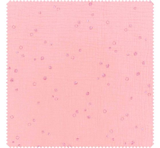 Tissu coton mousseline froissée imprimé métallisé au mètre « Wilds Dots – Rose saumoné »