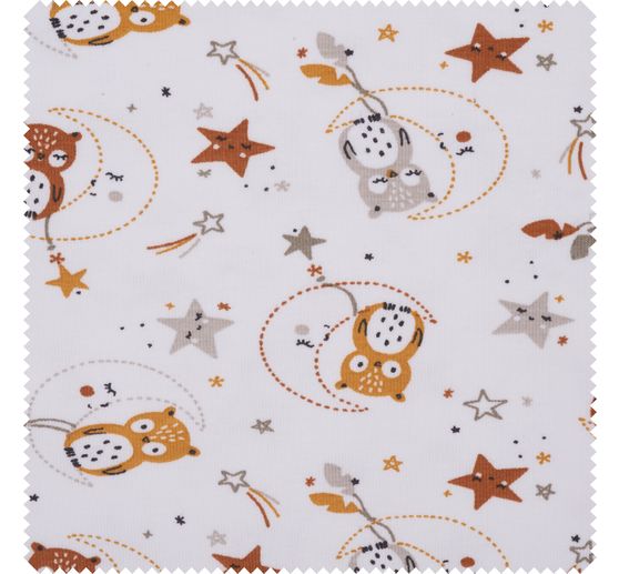 Tissu jersey au mètre « Chouettes et étoiles »
