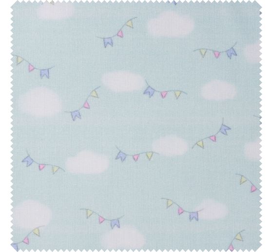 Tissu coton au mètre « Fanions et nuages »