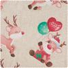 Tissu imprimé aspect lin au mètre « Rudolph le renne »