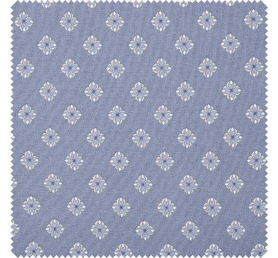 Tissu coton au mètre « Timeless » Losange fleuri Bleu