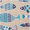 Tissu imprim&eacute; aspect lin au m&egrave;tre &laquo; Poissons &raquo;