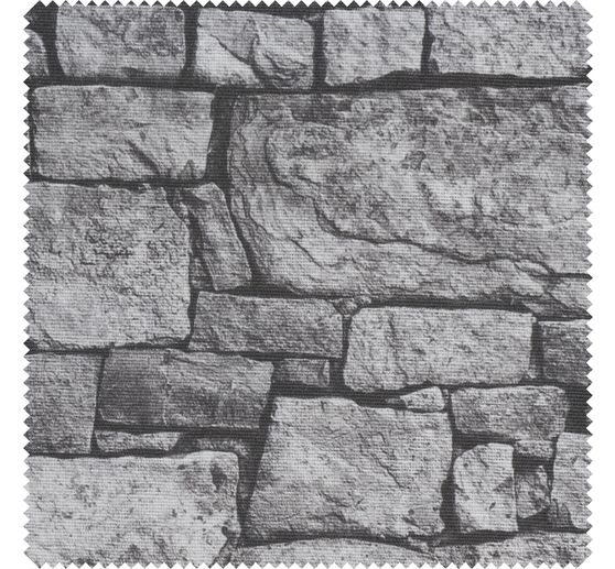 Tissu imprimé au mètre « Mur de pierres gris » 
