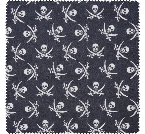 Tissu coton au mètre « Pirate tête de mort »