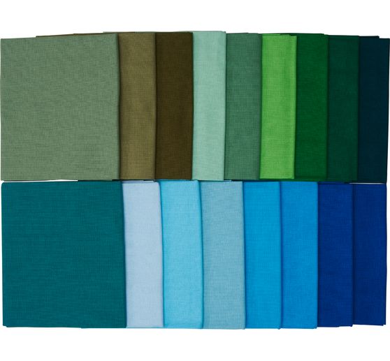 Assortiment de tissus unis Patchy « Bleu - Vert - Olive - Gris »