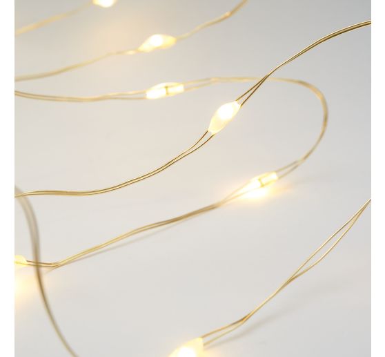 Guirlande lumineuse micro-LED avec minuterie, fil doré, 20 LED