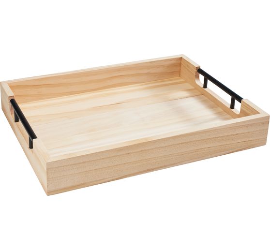 VBS Wooden tray "Rustika" with metal handles