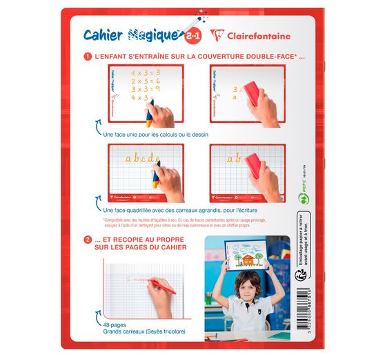 Cahier magique couverture ardoise effaçable