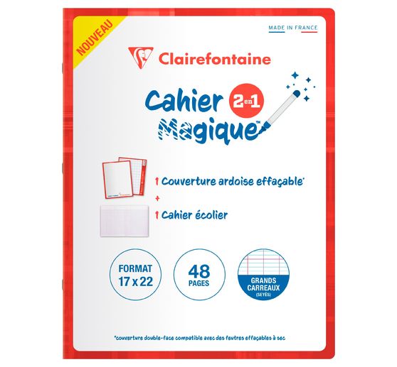 Cahier magique couverture ardoise effaçable