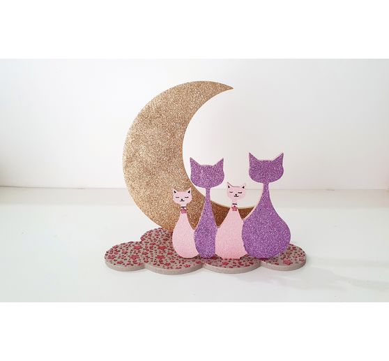Décoration à emboîter « Chats dans la lune »