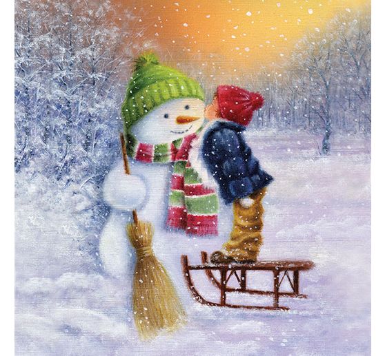 Serviette « Good Night Snowmen »