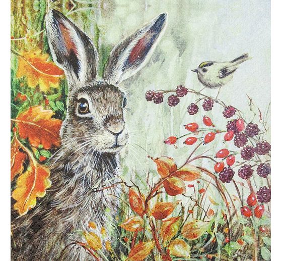 Serviette « Lapin en automne »