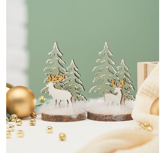 Déco à emboîter en bois sur rondelle d'écorce VBS, set de 2