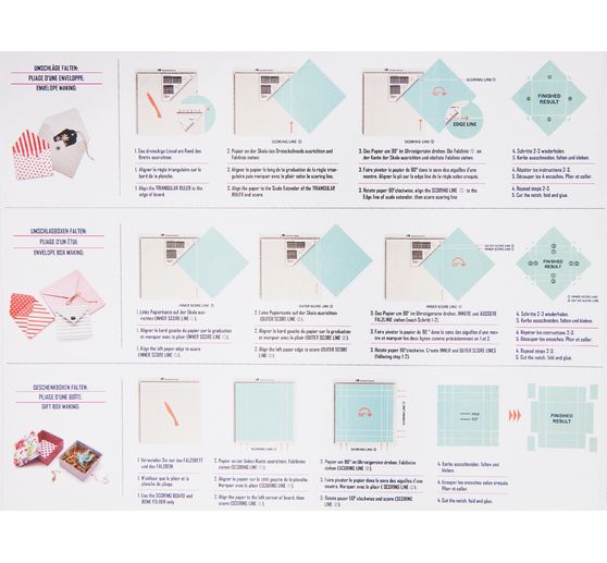 Planche de pliage multifonctionnelle pour cartes, enveloppes et boîtes cadeaux