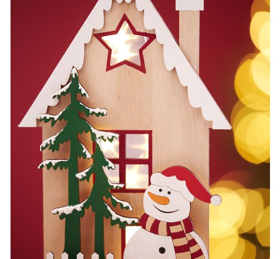 Déco en bois à emboîter VBS « Maison hivernale bonhomme de neige »