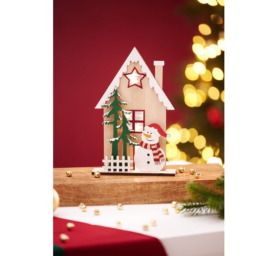 Déco en bois à emboîter VBS « Maison hivernale bonhomme de neige »