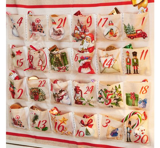 Panneau en tissu "lutins" du calendrier de l'Avent