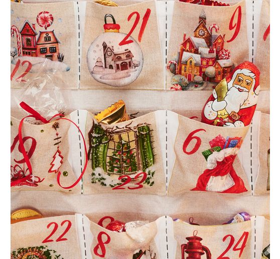 Panneau en tissu "lutins" du calendrier de l'Avent