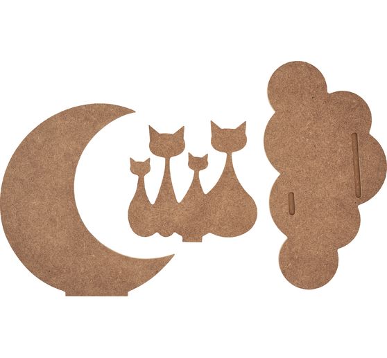 Décoration à emboîter « Chats dans la lune »