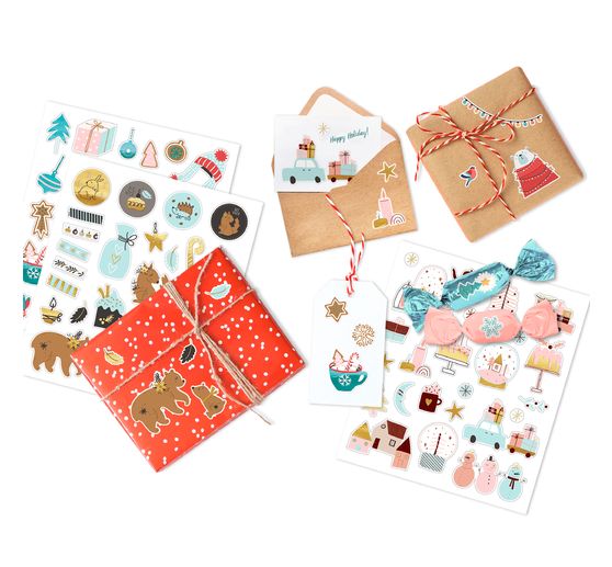 Assortiment de stickers pailletés « Hiver »