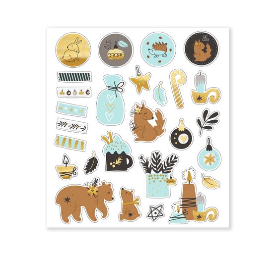 Assortiment de stickers pailletés « Hiver »