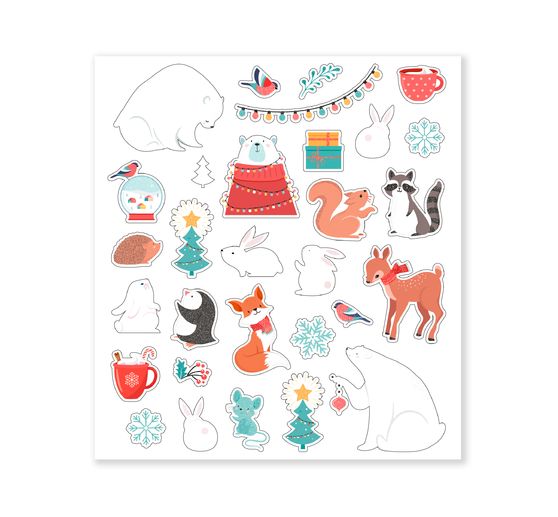 Assortiment de stickers pailletés « Hiver »