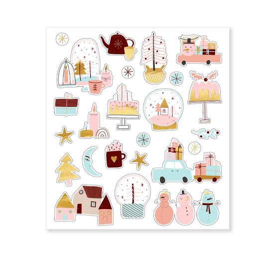 Assortiment de stickers pailletés « Hiver »