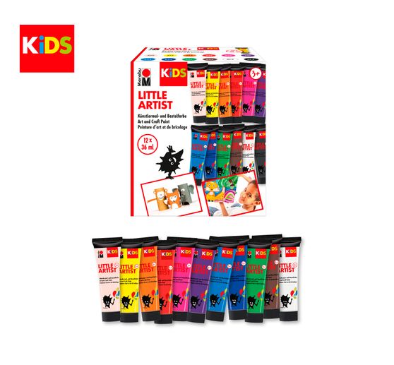 Coffret de peinture acrylique Marabu KiDS Little Artist, 12 x 36 ml
