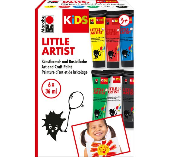 Coffret de peinture acrylique Marabu KiDS Little Artist, 6 x 36 ml